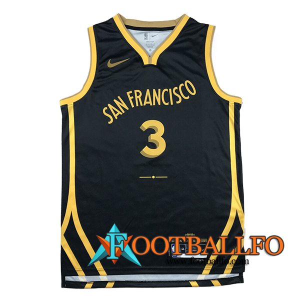 Camisetas Golden State Warriors (PAUL #3) 2023/24 Negro/Amarillo -03