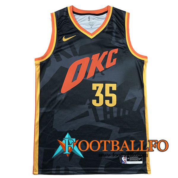Camisetas Oklahoma City Thunder (DURANT #35) 2024/25 Negro/Rojo/Amarillo