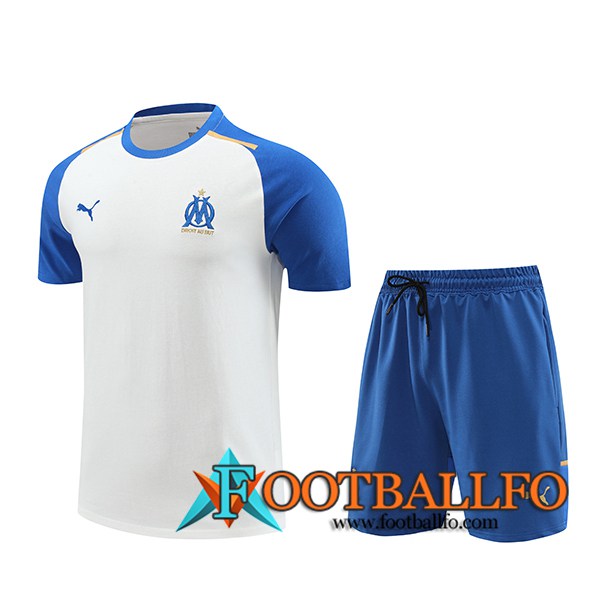 Camiseta Entrenamiento + Cortos Marsella Blanco/Azul 2024/2025