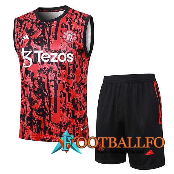 Camiseta Entrenamiento sin mangas + Cortos Manchester United Rojo/Negro 2024/2025