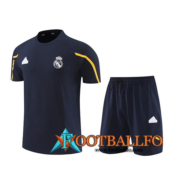 Camiseta Entrenamiento + Cortos Real Madrid Negro/Amarillo 2024/2025