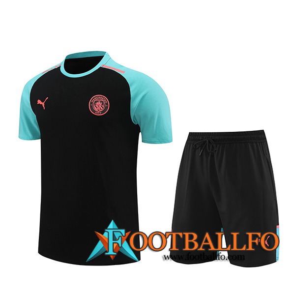 Camiseta Entrenamiento + Cortos Manchester City Negro/Azul 2024/2025