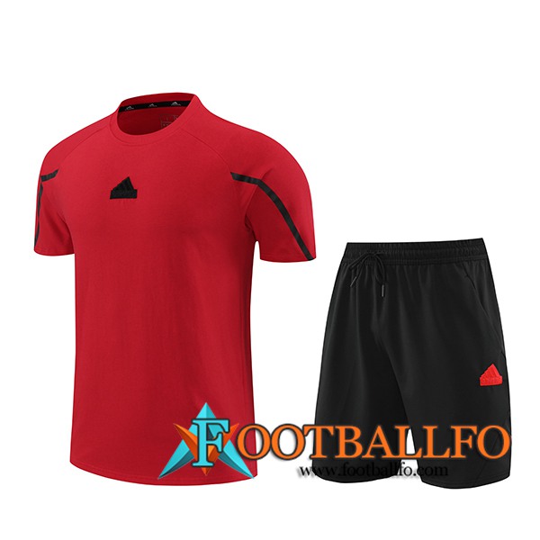 Camiseta Entrenamiento + Cortos Adidas Rojo/Negro 2024/2025