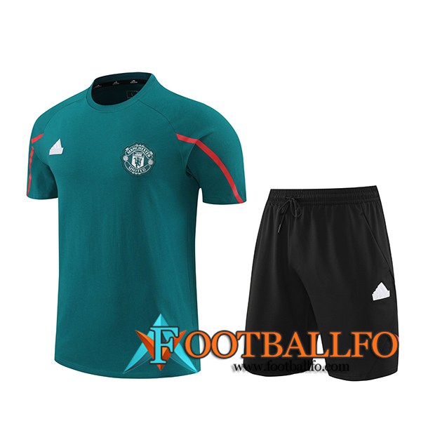 Camiseta Entrenamiento + Cortos Manchester United Verde/Negro 2024/2025