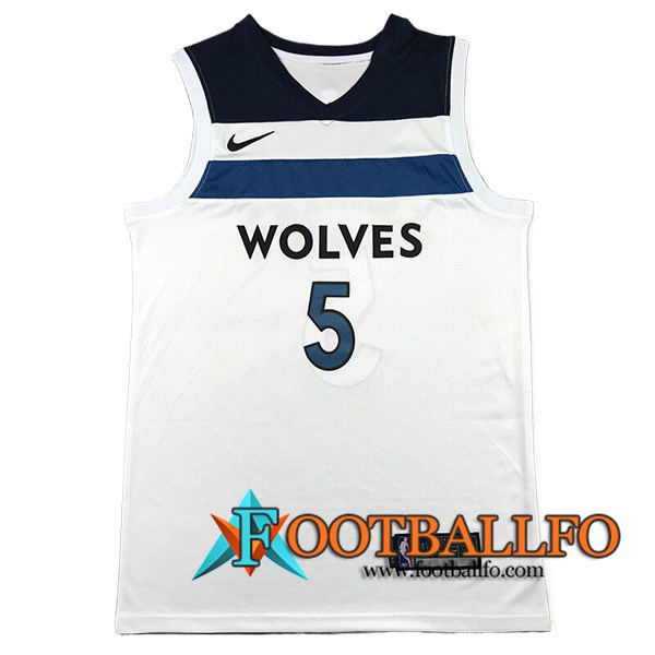 Camisetas NBA Minnesota Timberwolves (EDWARDS #5) 2024/25 Blanco/Negro/Azul