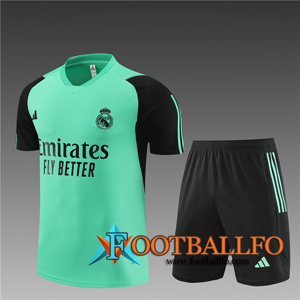 Camiseta Entrenamiento + Cortos Real Madrid Ninos Verde/Negro 2024/2025