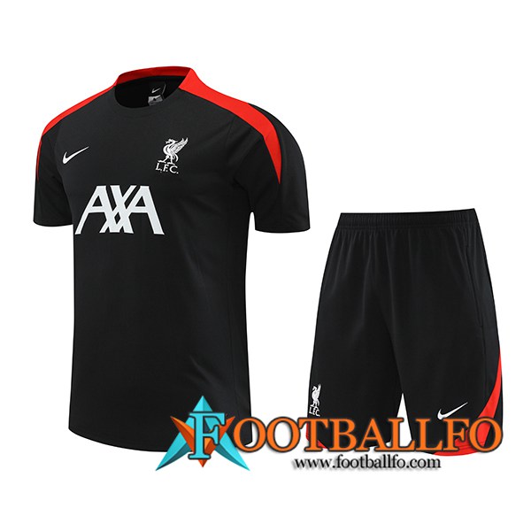 Camiseta Entrenamiento + Cortos FC Liverpool Negro/Rojo 2024/2025