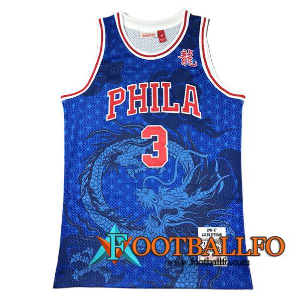 Camisetas NBA Philadelphia 76ers (IVERSON #3) 2024/25 Azul/Rojo