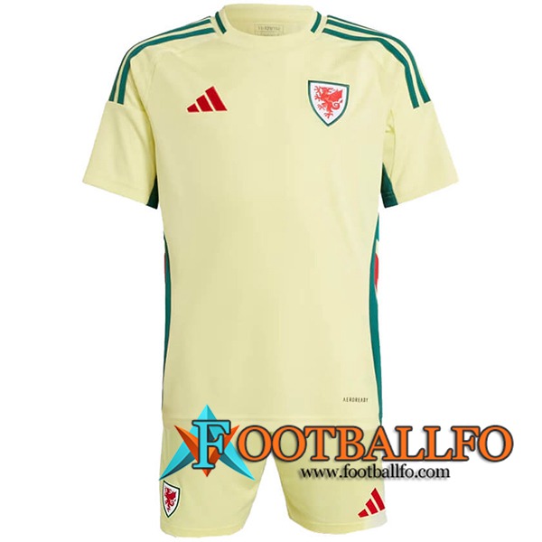 Camisetas De Futbol Gales Ninos Segunda UEFA Euro 2024