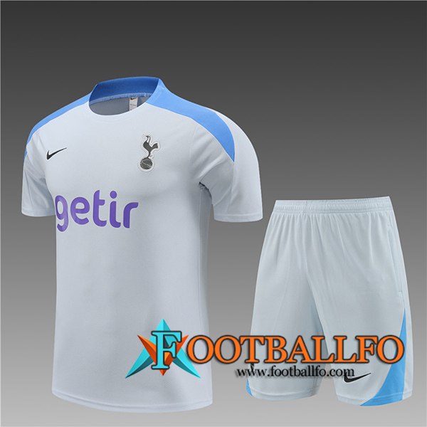 Camiseta Entrenamiento + Cortos Tottenham Hotspur Ninos Gris/Azul 2024/2025