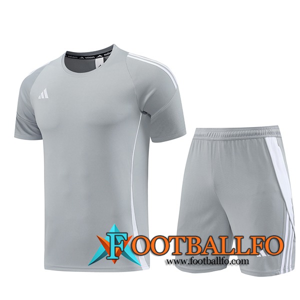 Camiseta Entrenamiento + Cortos Adidas Gris/Blanco 2024/2025