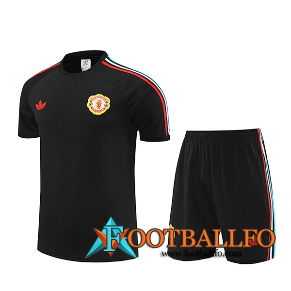 Camiseta Entrenamiento + Cortos Manchester United Negro 2024/2025 -06