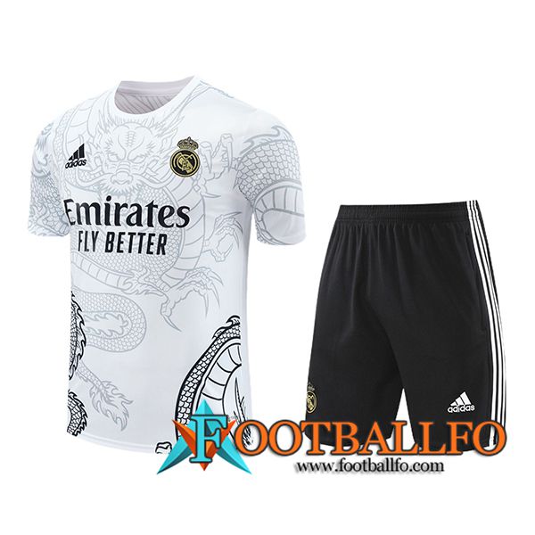 Camiseta Entrenamiento + Cortos Real Madrid Blanco/Negro 2024/2025 -02