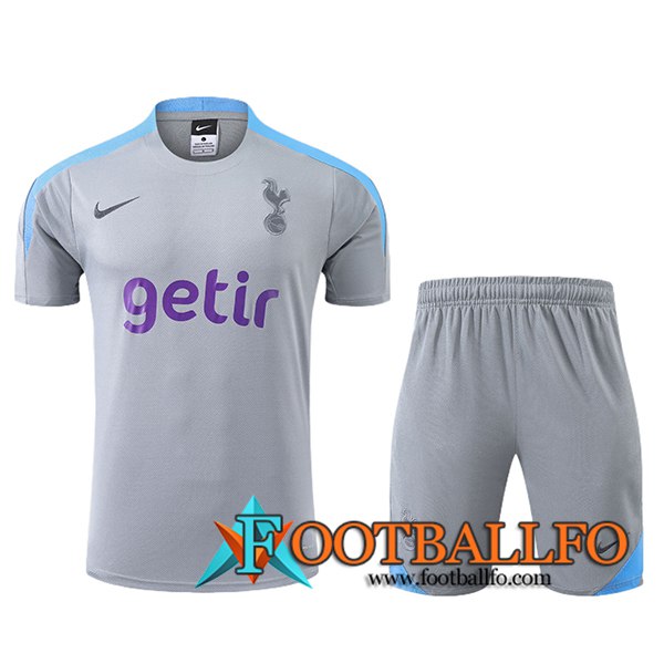 Camiseta Entrenamiento + Cortos Tottenham Hotspur Gris/Azul 2024/2025 -03