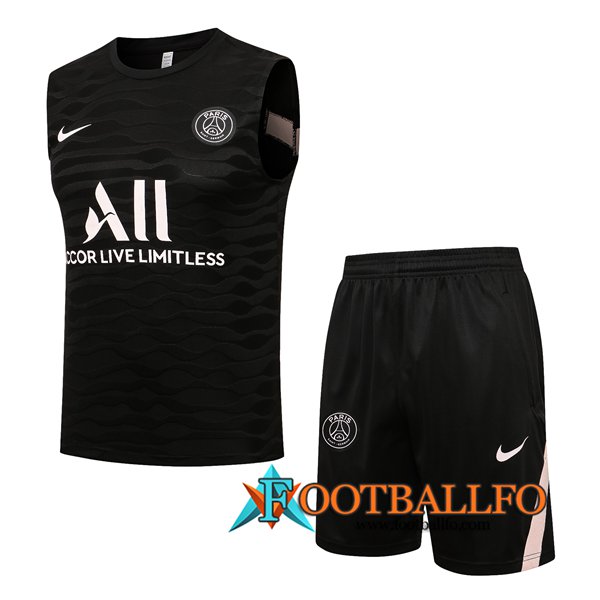 Camiseta Entrenamiento sin mangas Jordan PSG + Cortos Negro 2021/2022